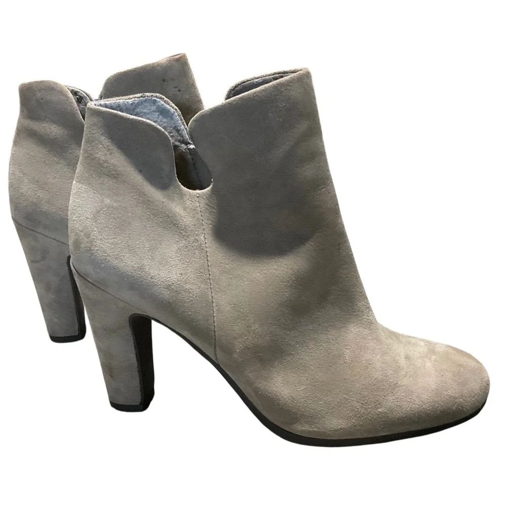 Sam Edelman Shelby Ankle Boots Womens 5M Suede Block Heel Taupe Booties